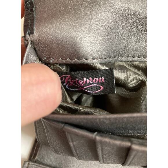 BRIGHTON LARGE BROWN, BLACK LEATHER ANIMAL PRINT WALET - Picture 9 of 16